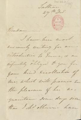Morley to Jane Austen 27 Dec 1815 1