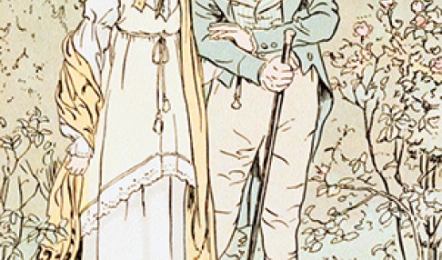 Illustration of Emma Woodhouse and George Knightley Proposal Scene