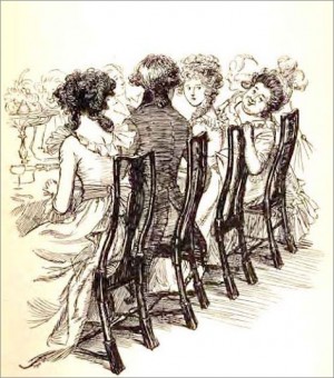 Illustration of Mrs Jennings teasing Marianne