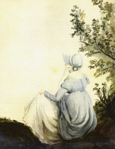 Watercolor by Cassandra Austen, c. 1804